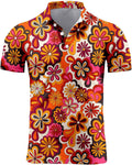70s Outfits for Men Golf Polo Shirts Short Sleeve Disco Retro Paisley Button Vintage Dry Fit Funny Clothes