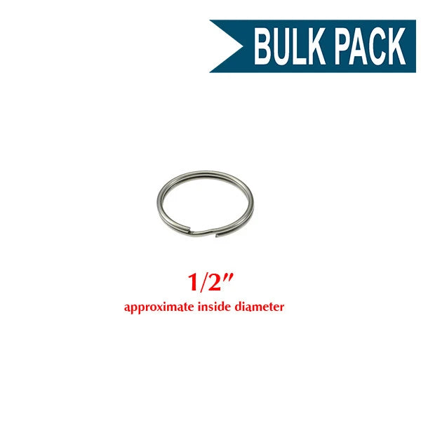 Heavy Duty Split Key Ring Nickel Plated 1/2 Inch Diameter (USA)-Bulk Pack of 100