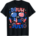 American Independence Day T-shirt 100% Cotton Bruh 4th Of July Sunglasses American Flag Patriotic Boy T-Shirt tokwear Tee