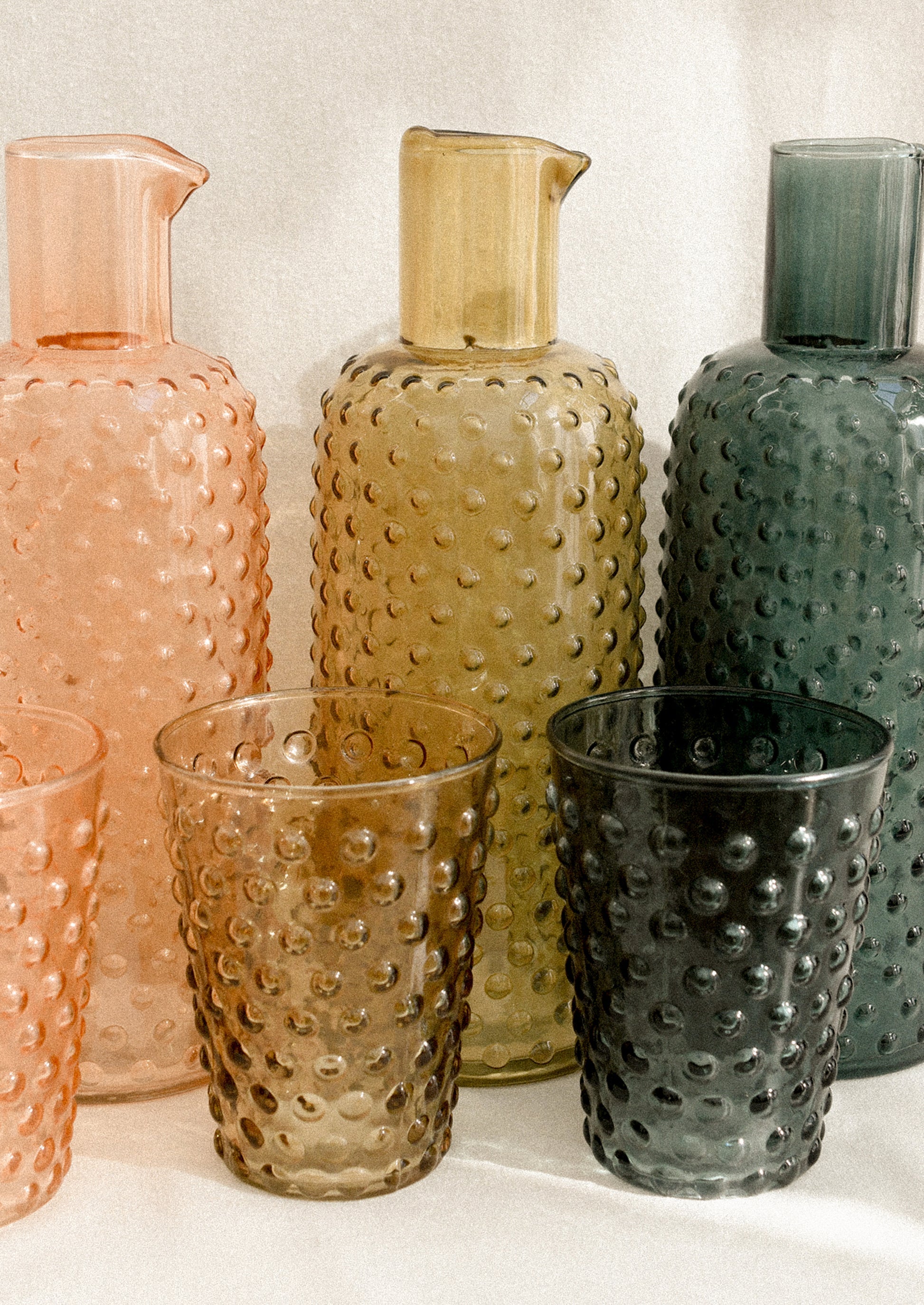 Jewel Hobnail Glass Carafe