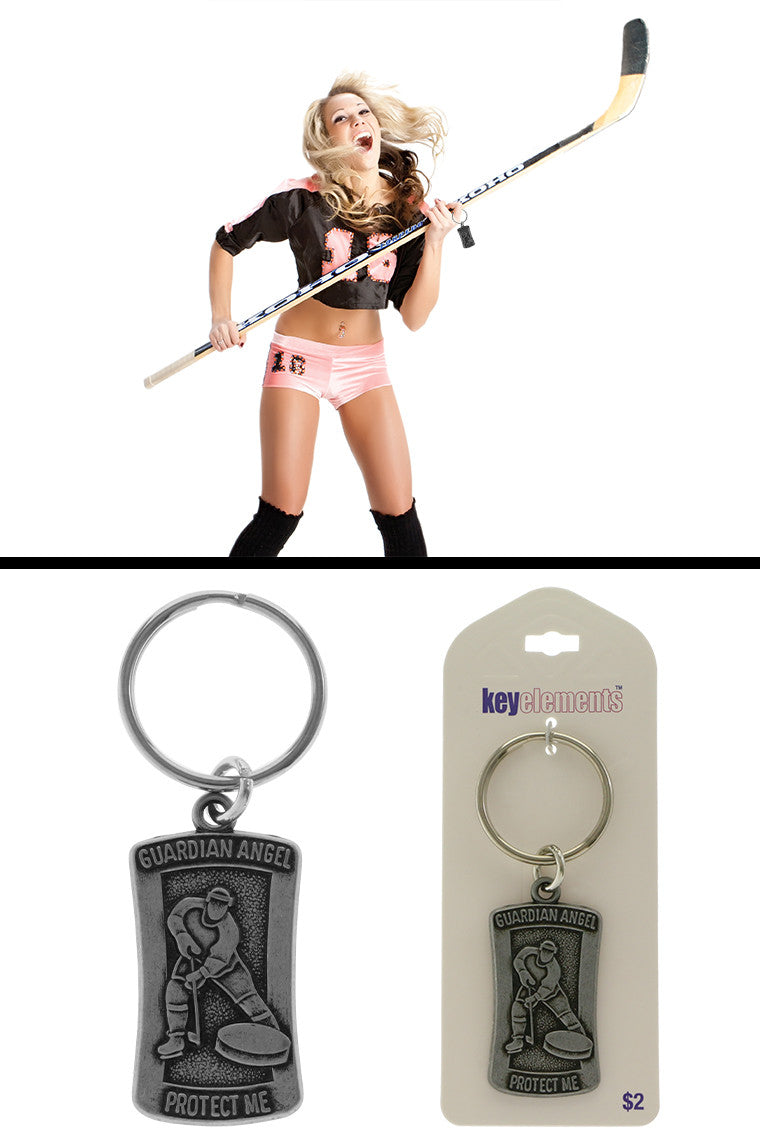 Sports Theme Hockey Guardian Angel Key Chain KEKC4999