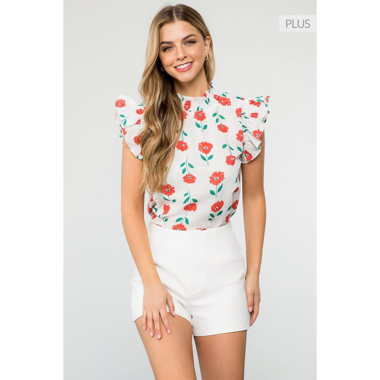 /Size Xl/ Smocked Neck Flower Print Top Unisex T-shirt, Sweatshirt, Hoodie, Long Sleeve Tee