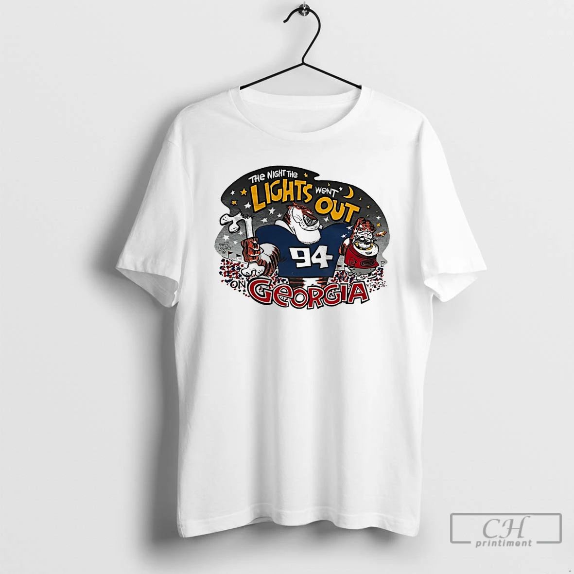 Premium Auburn Tigers Beat Georgia Bulldogs The Night The Lights Went Out Mascot Cartoon Unisex T-shirt, Sweatshirt, Hoodie, Long Sleeve Tee